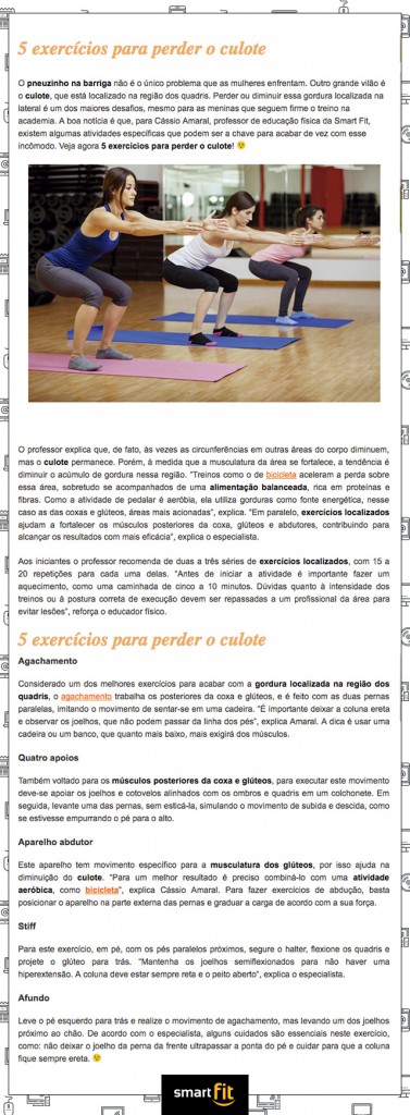 exercícios perder culote dieta já saiu mídia smart fit